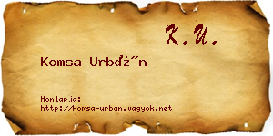 Komsa Urbán névjegykártya